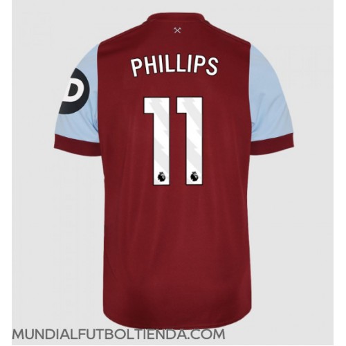 Camiseta West Ham United Kalvin Phillips #11 Primera Equipación Replica 2023-24 mangas cortas